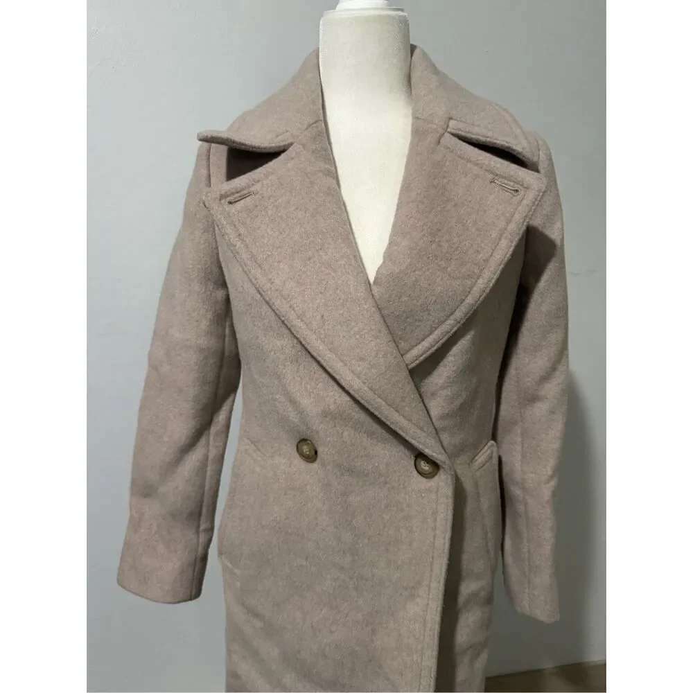 Club Monaco Daylina wool blend light blush long coat XS